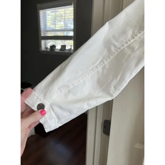 RIVET UTILITY Powerhouse White Stretch Denim Long Sleeve Jumpsuit Sz M $425 - Picture 10 of 15